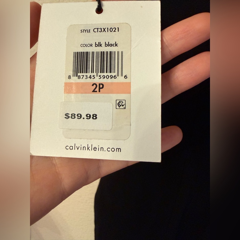 NWT Calvin Klein Cap Sleeve Black Bodycon Sheath Midi Dress Size 2P - Picture 6 of 10